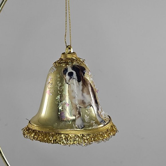 Vintage Handmade Boxer Puppy Dog Christmas Ornament Bell Shaped - Picture 7 of 8